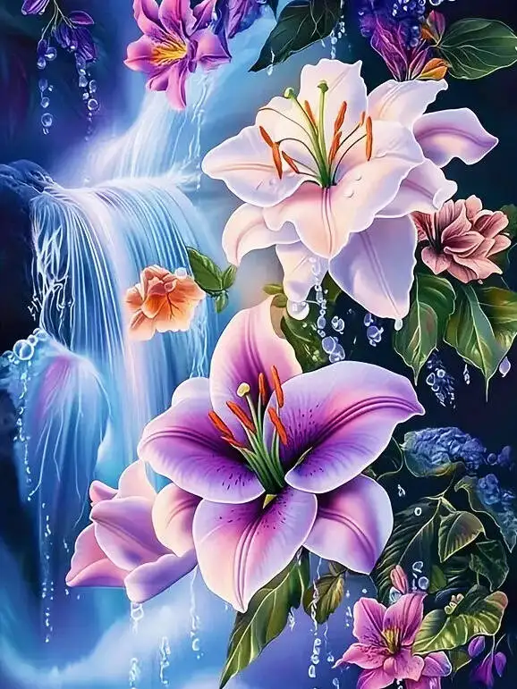 

Flowers Waterfalls Scenery 500/1000/1200/2000 PCS Jigsaw Puzzles Family Activity Games for Gameroom Bedroom Gifts