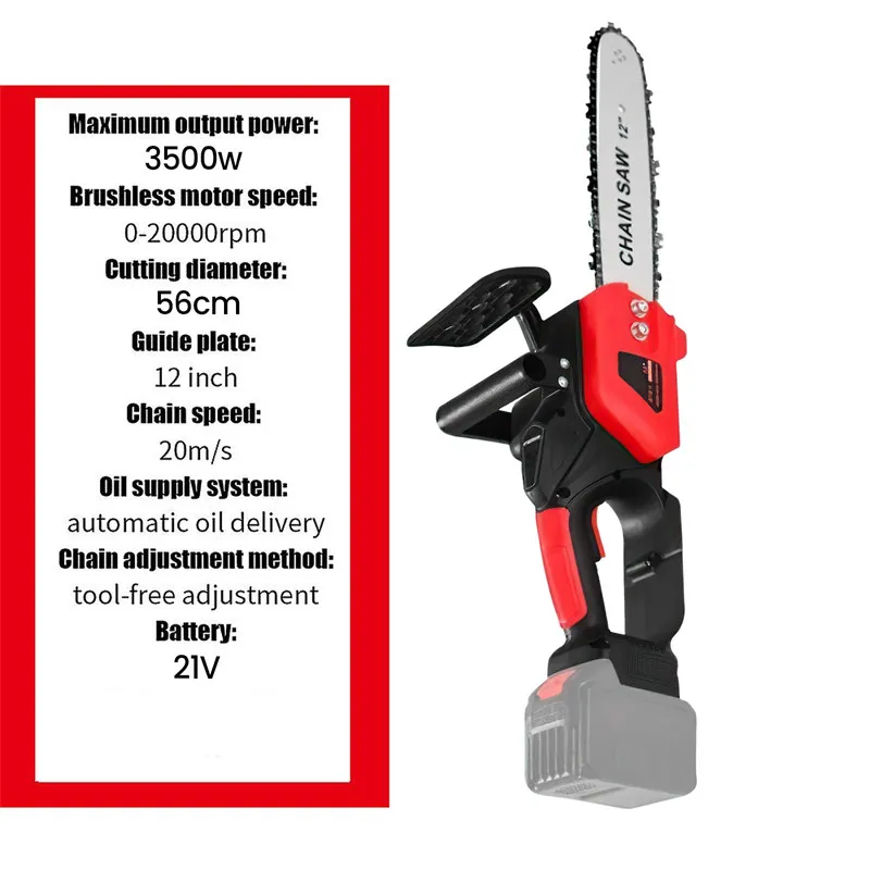 3500W Bürstenlose Kettensäge, 20000RPM Handliche Lithium-Akku-Kettensäge für den Hausgebrauch, Wiederaufladbare Lithium-Ionen-Holzfällersäge – Detail 8