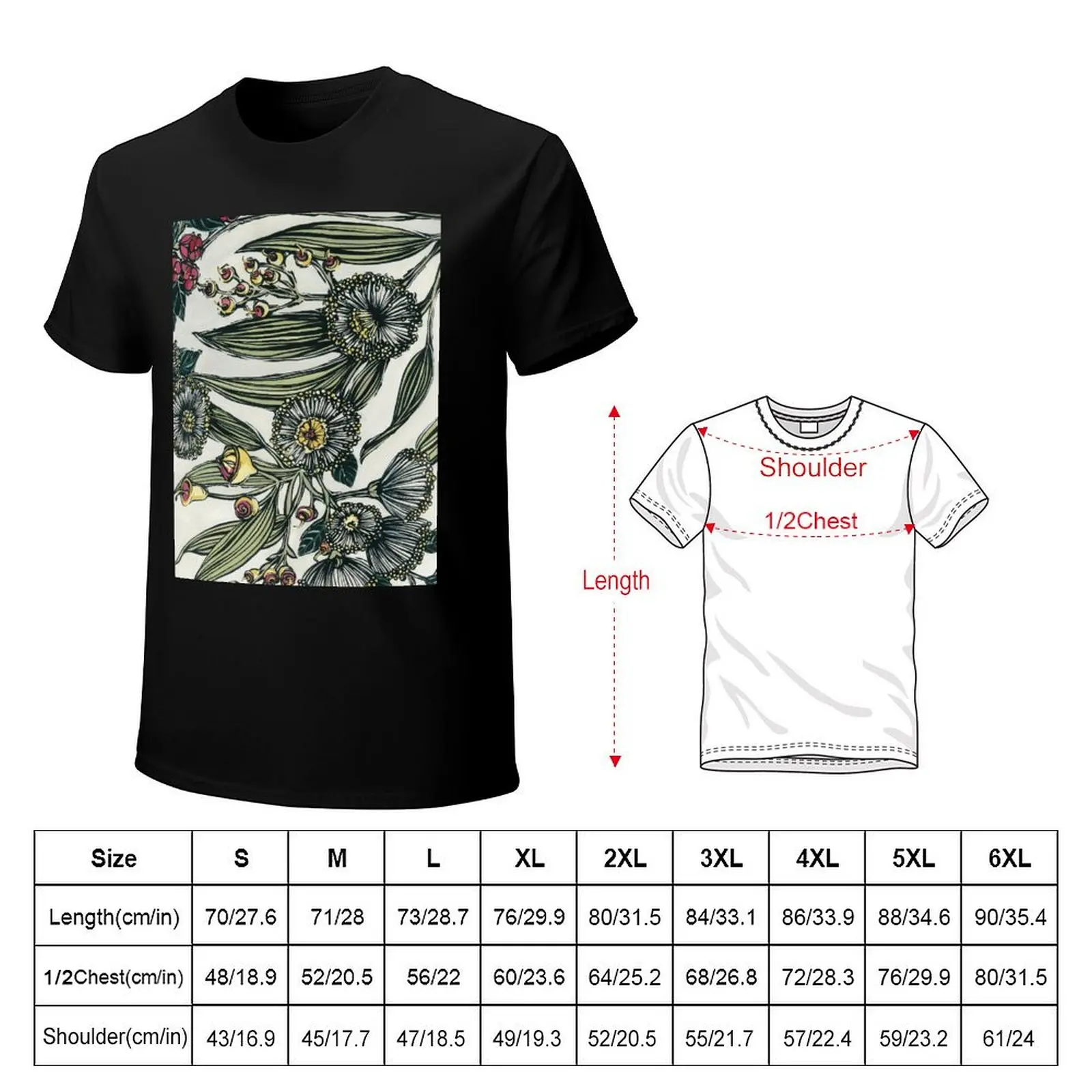 Retro Australian Native Floral 2 T-Shirt Utility Casual Work T-Shirt