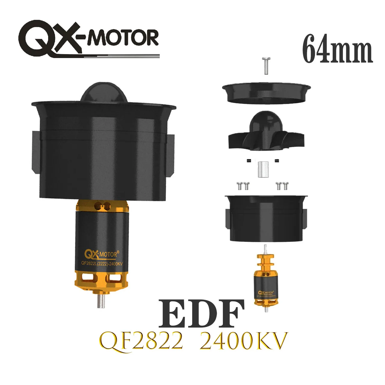 QX-MOTOR 64mm 5 ostrzy QF2822 (2222)- 2400KV bezszczotkowy silnik EDF z 40A 6s ESC dla zdalnie sterowanego samolotu RC części do zabawek