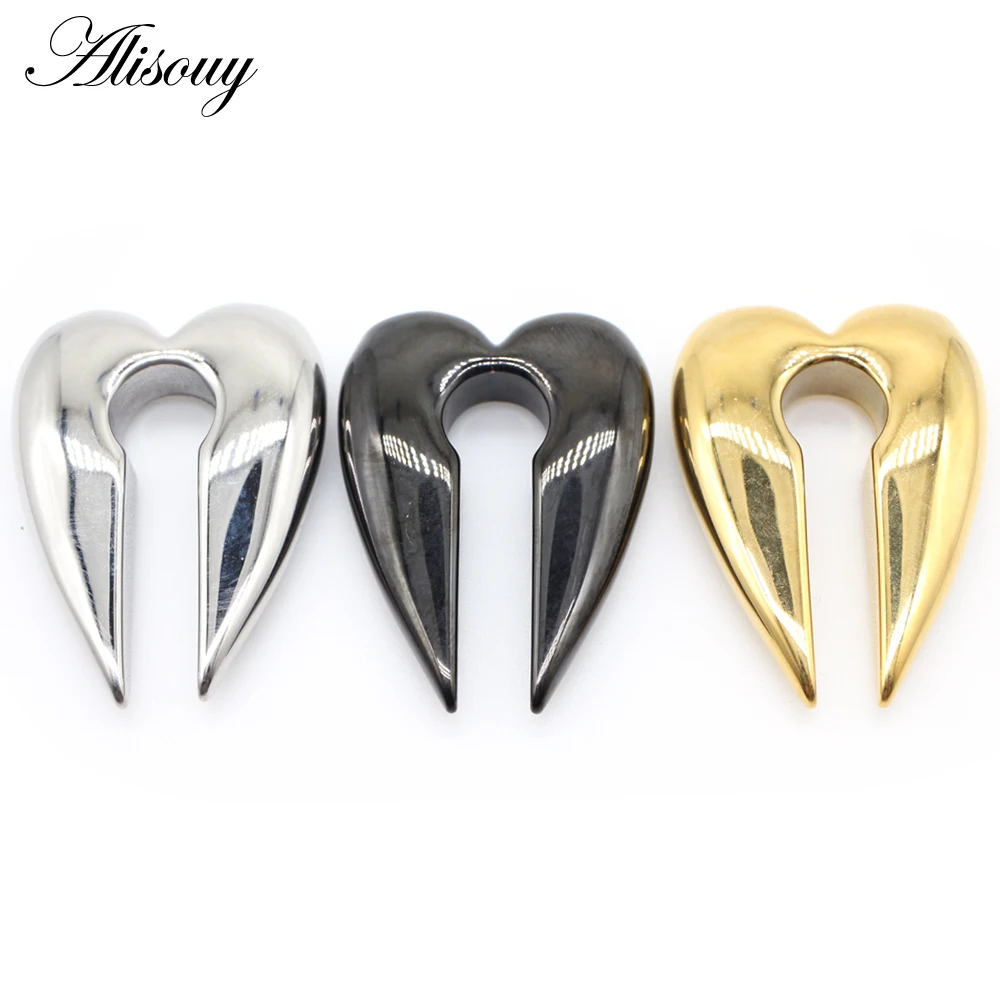 Alisouy 1PC Ear Piering Stainless Steel Ear Weight Piercing Plugs Expanders Earrings Gauge Ear Dangler Tunnel Body Jewelry