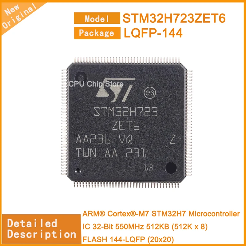 5Pcs/Lot  New Original STM32H723ZET6  STM32H723   Microcontroller IC 32-Bit 550MHz 512KB (512K x 8) FLASH 144-LQFP (20x20)