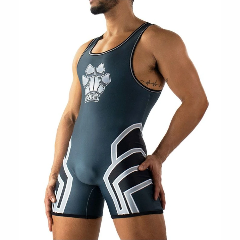 Kennel Club CB13 Men's Zipper Back Singlets Sexyman Bandit One-Piece Sleeveless Gym Sports Fitness Clothing