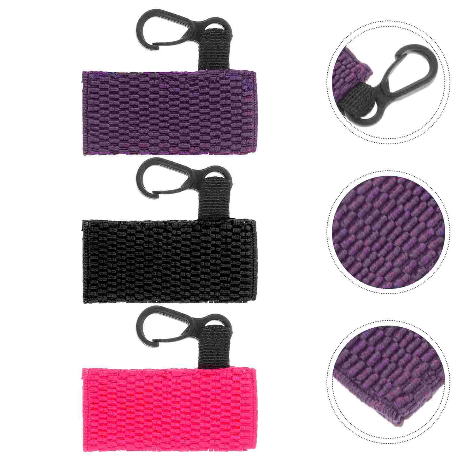 3 Pcs Case Lipstick Holder Clip Carrying Cover Protective Keychain Bracket for Backpack Polyester Sleeves Small Pouch