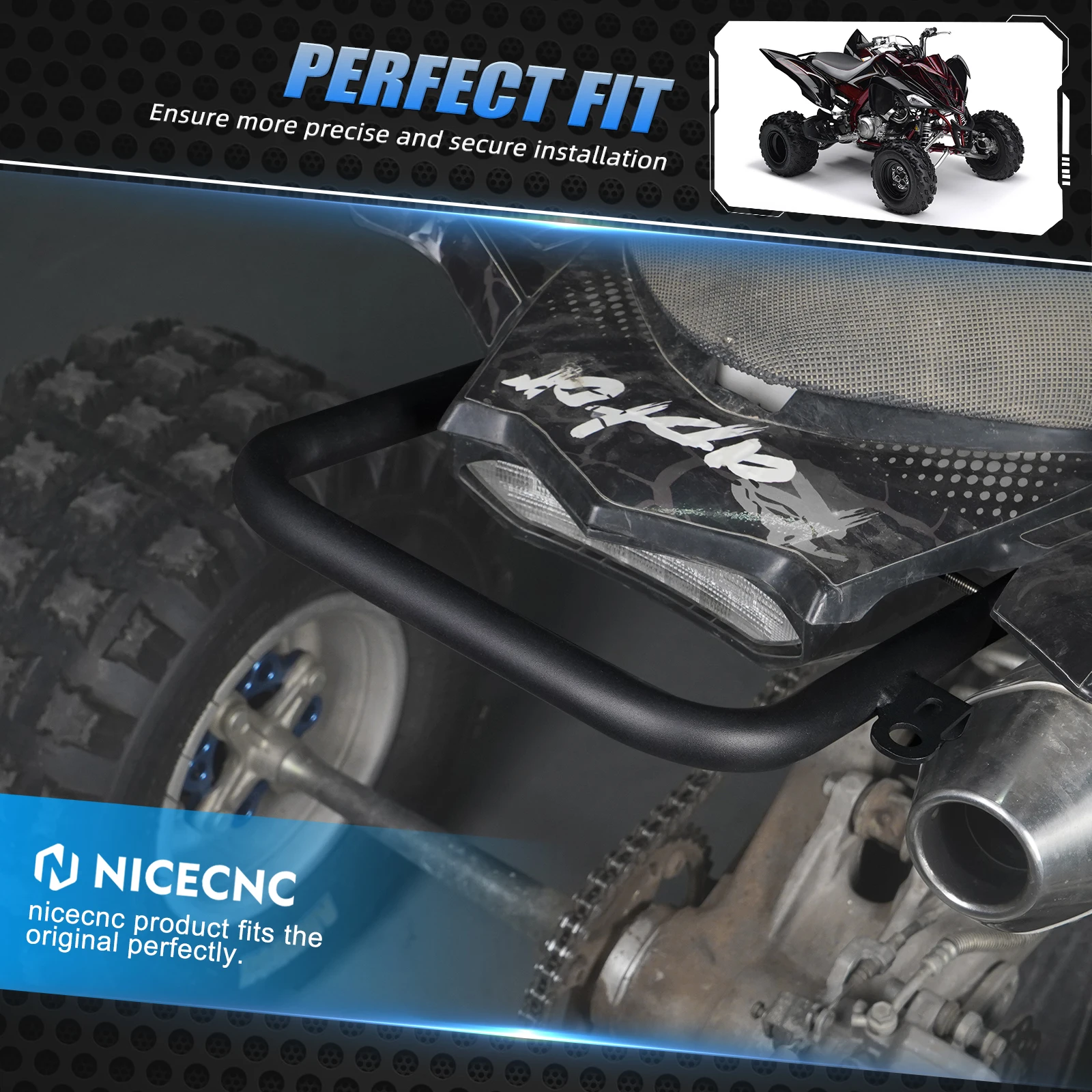 ATV Rear Bumper Grab Bar Brackets For Yamaha Raptor 700 2006-2023 2007 Raptor700R 2011-2023 Raptor 700R SE 2014-23 Carbon Steel - view 6