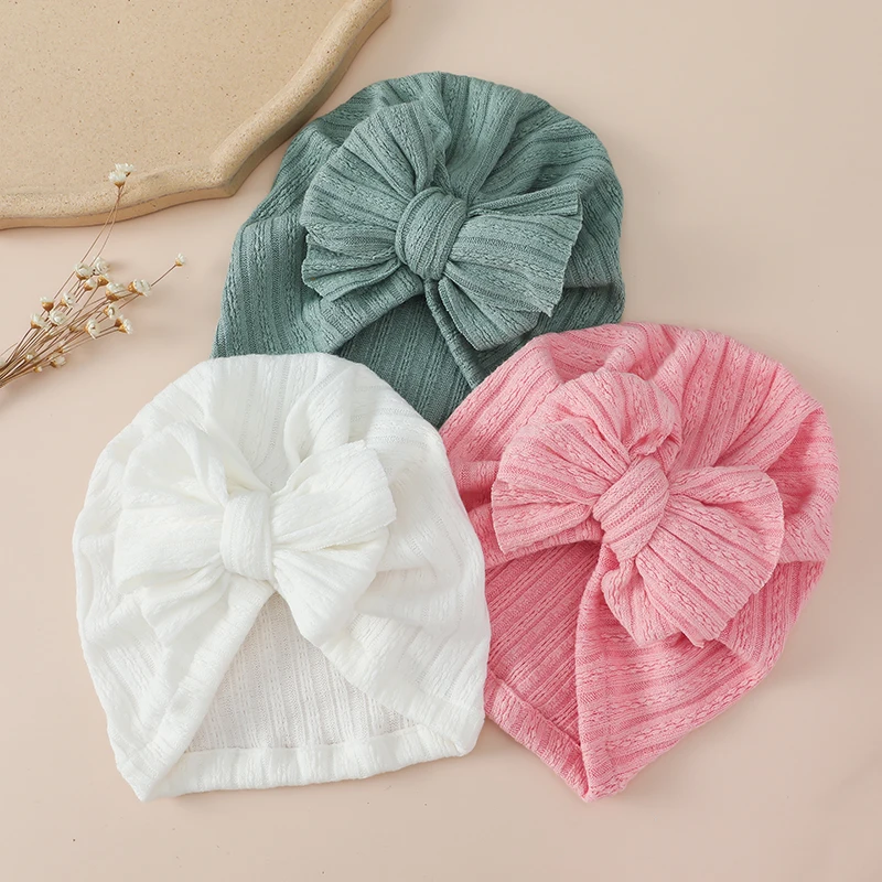 12pc/lot Knotted Hats for Baby Girl Beanie Bow Headband Infant Turban Newborn Head Accessories Winter Hat Warm Bonnet Caps Bulk