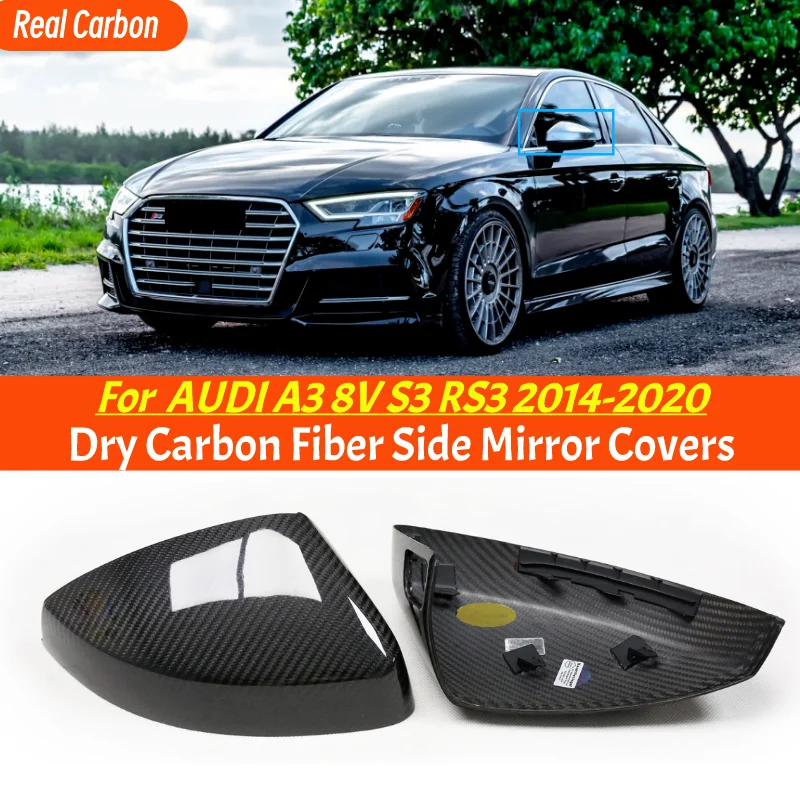 

Dry Carbon Fiber Mirror Cover For Audi A3 8v Replace Style Rear Side View Mirror Cover S3 Rs3 A3l Accessories 2014-2020