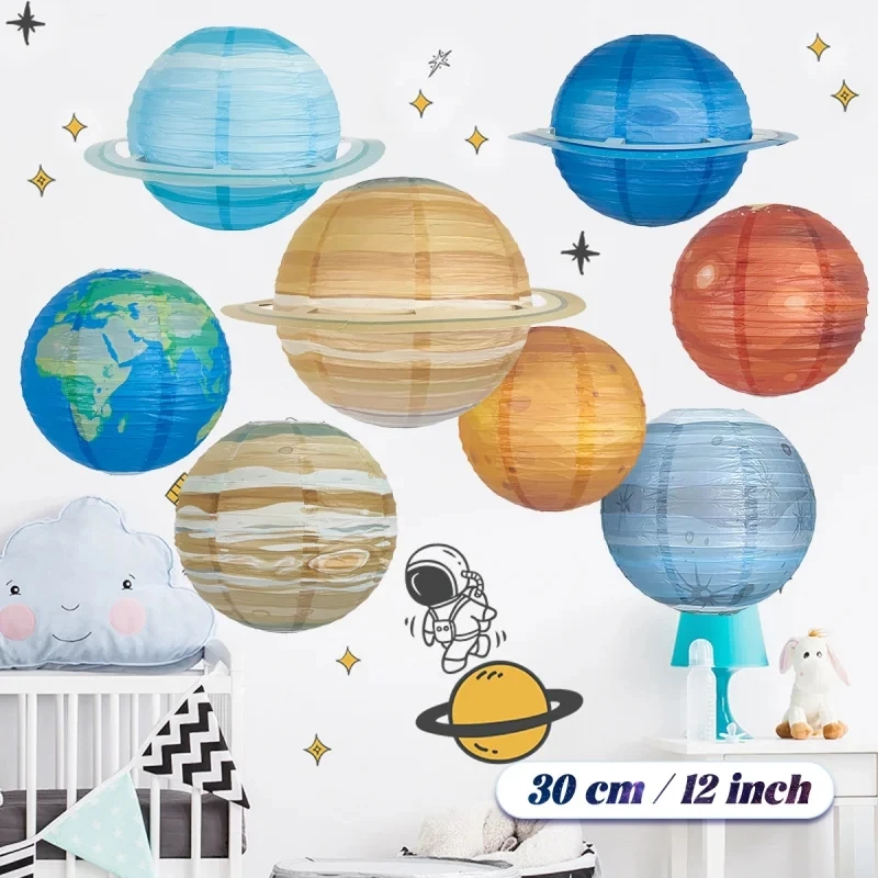 

New Solar System Eight Planets Paper Lanterns Foldable Hanging Galaxy Lantern outer Space Theme Lantern Kid birthday Party Decor