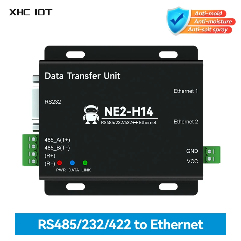 

RS485/232/422 to Ethernet Serial Server XHCIOT NE2-H14 ModBus Gateway 2-Way Socket Link Build-in Switch MQTT TCP to RTU