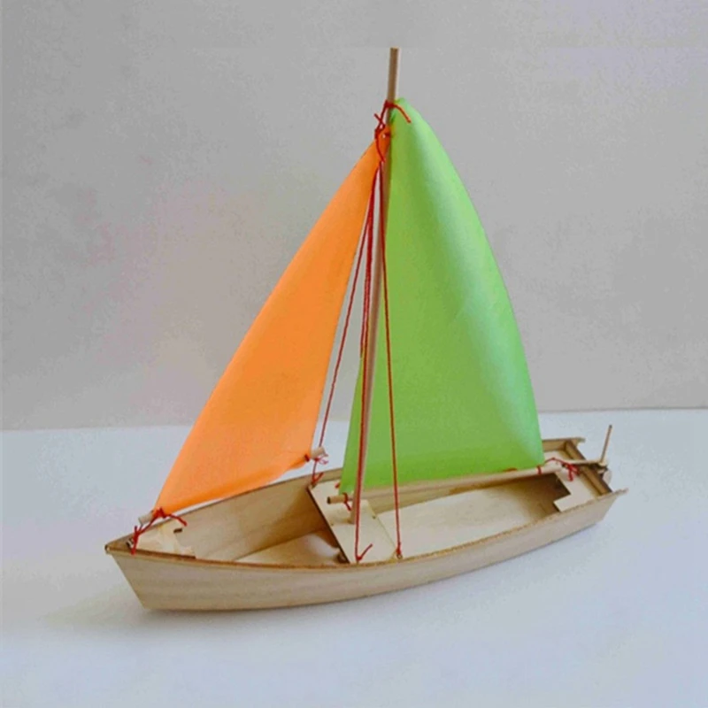 Self-Propelled Sailboat Wooden Boat Model Assembly Kit DIY Assembly Toys Children's Handmade Toys
