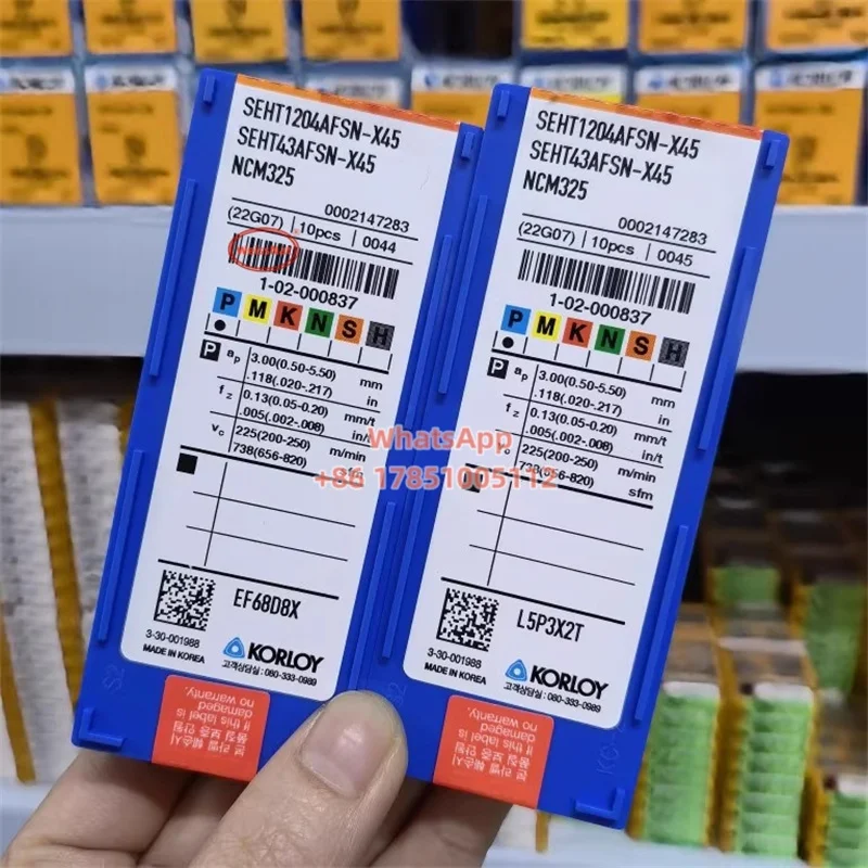 

KORLOY SEHT1204AFSN-X45 NCM325 NCM335 PC230, SEHT1204AFFN-X83 H01, твердосплавные пластины KM12, фрезерная пластина