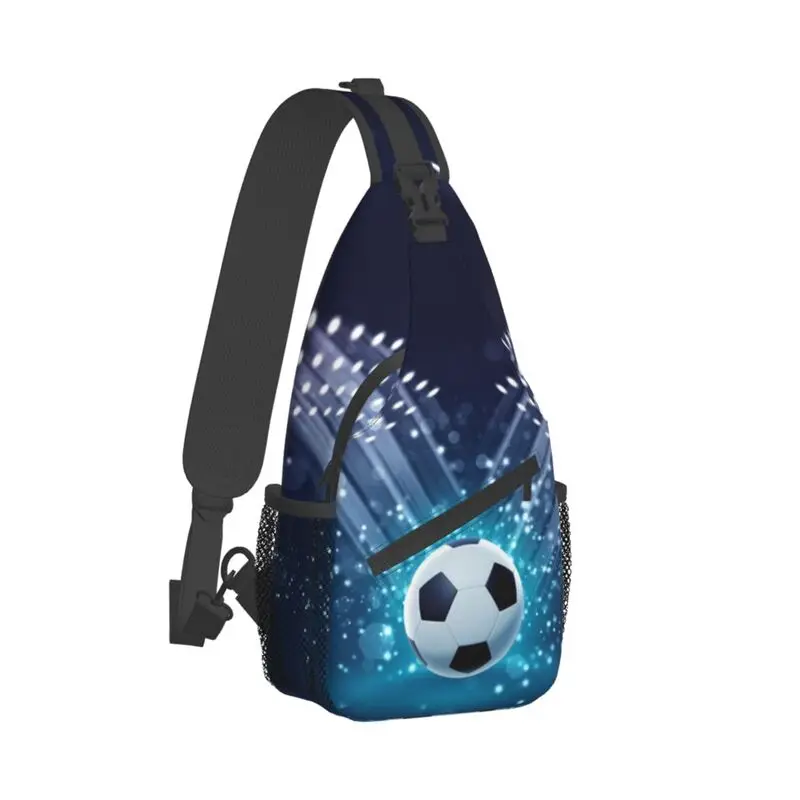 Mochila cruzada de hombro personalizada para hombres, patrón de balón de fútbol, bolso de pecho con eslinga, mochila de viaje