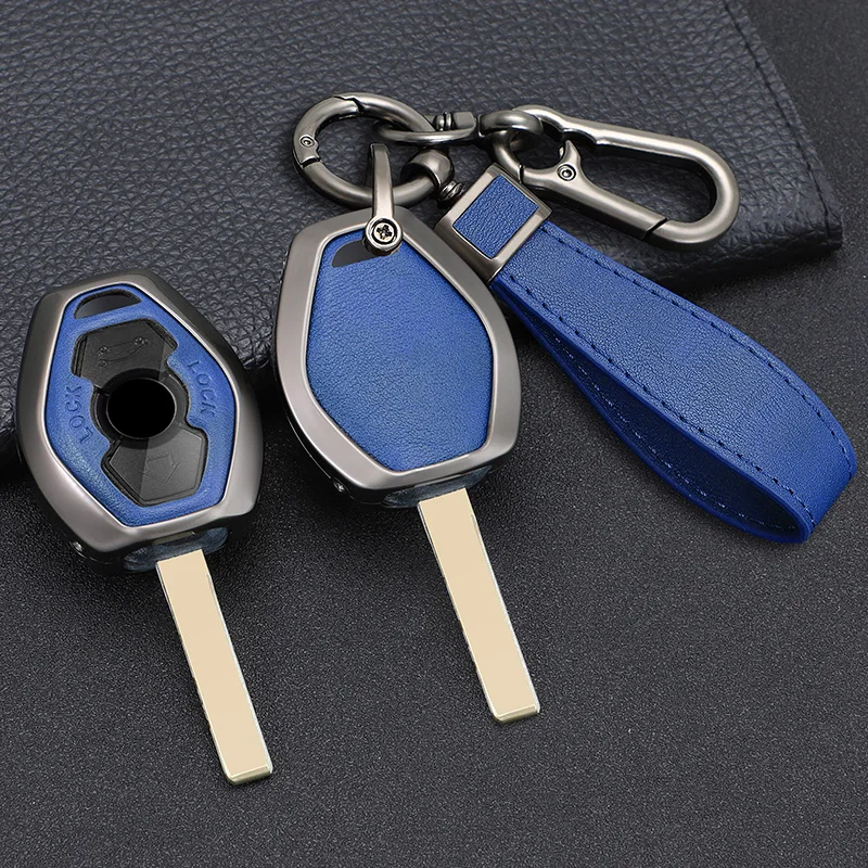 

Zinc Alloy +Leather Car Key Case Cover for BMW 3 5 7 Series X5 E53 X3 F83 E46 E39 E38 E60 E63 E61 E64 330i Z3 Z4 E85 E86 M5 325i