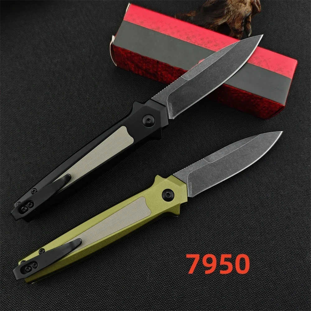 NEW 2025 KS 7950 CPM Magnacut Folding Pocket Knife 8Cr13Mov Stonewashed Blade Aluminium Alloy Handle Camping EDC Tactical Knife