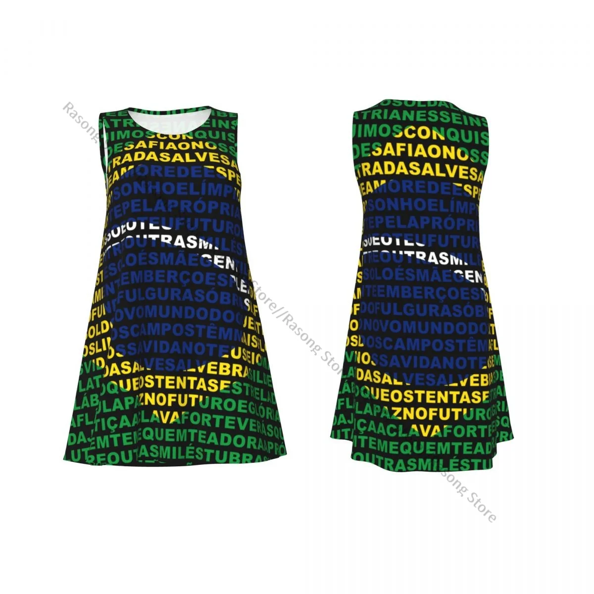 レディースブラジル国旗柄サマーカジュアルTシャツビーチカバーアップタンクトップワンピース