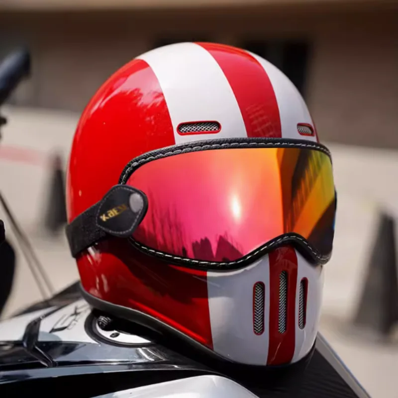 Light Weight Retro Motorcycle Helmet Japanese Scoop Helmet Glass Fiber Reinforced Full Face Helmet