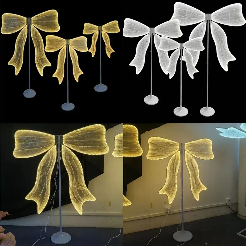 Adjustable Height Luminous Bow LED Light for Wedding Stage Background Shopping Mall Decoration Window Display