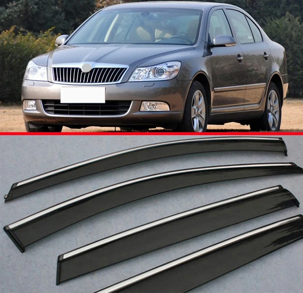 For SKODA OCTAVIA 2010 2011 2012 2013 2014 Window Wind Deflector Visor Rain/Sun Guard Vent  Car Accessories Stickers