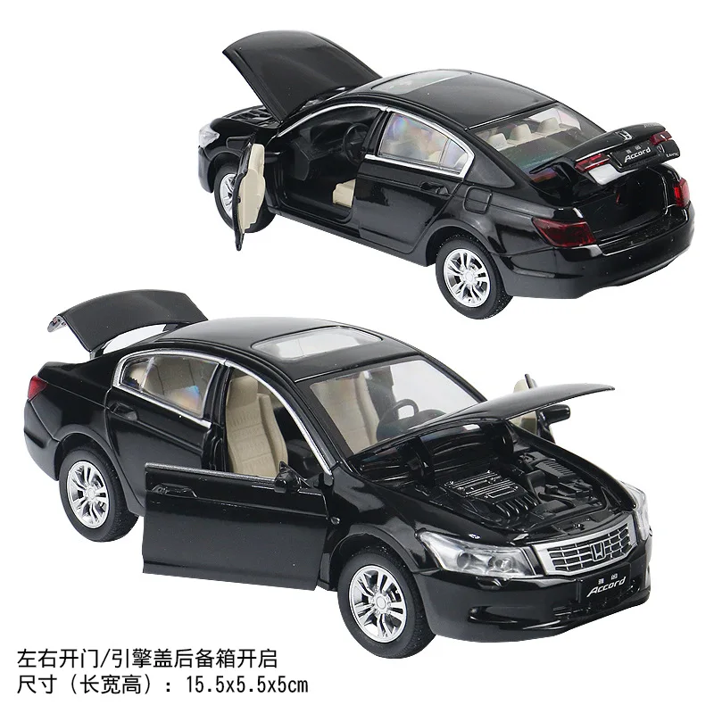 1:32 Honda Accord Toy Vehicle Car Diecast Model Pull Back Doors Open Sound Light Educational Collection Gift for Kid F497