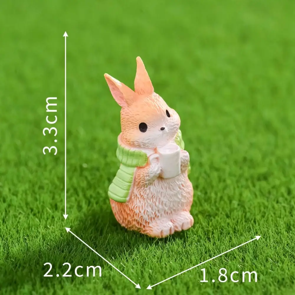 Cute Cartoon Rabbit Figure Model Resin 3D Design Micro Landscape Ornament Handcraft Charming Animal Figurine Car