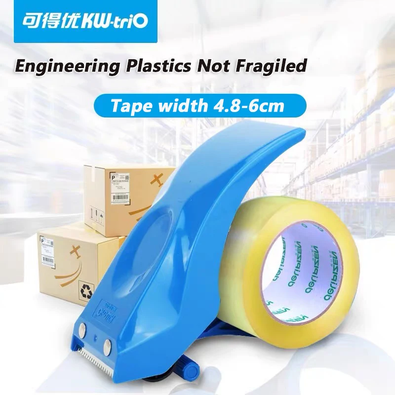 KW-TRIO Plastic Paper Box Tape Dispenser Transparent Tape Cutter 60mm Width Roller Tape Office Supplies Manual Packing Machine