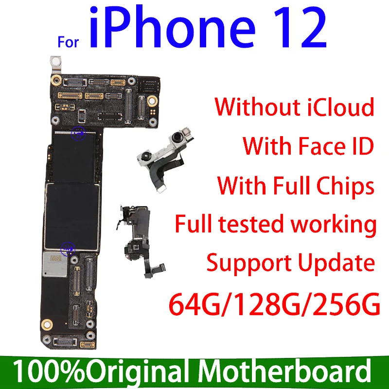 Go! Original For iPhone 12 Pro Max Motherboard With Face ID For iphone 12 board For iPhone12 Pro Mainboard Logic board Clean