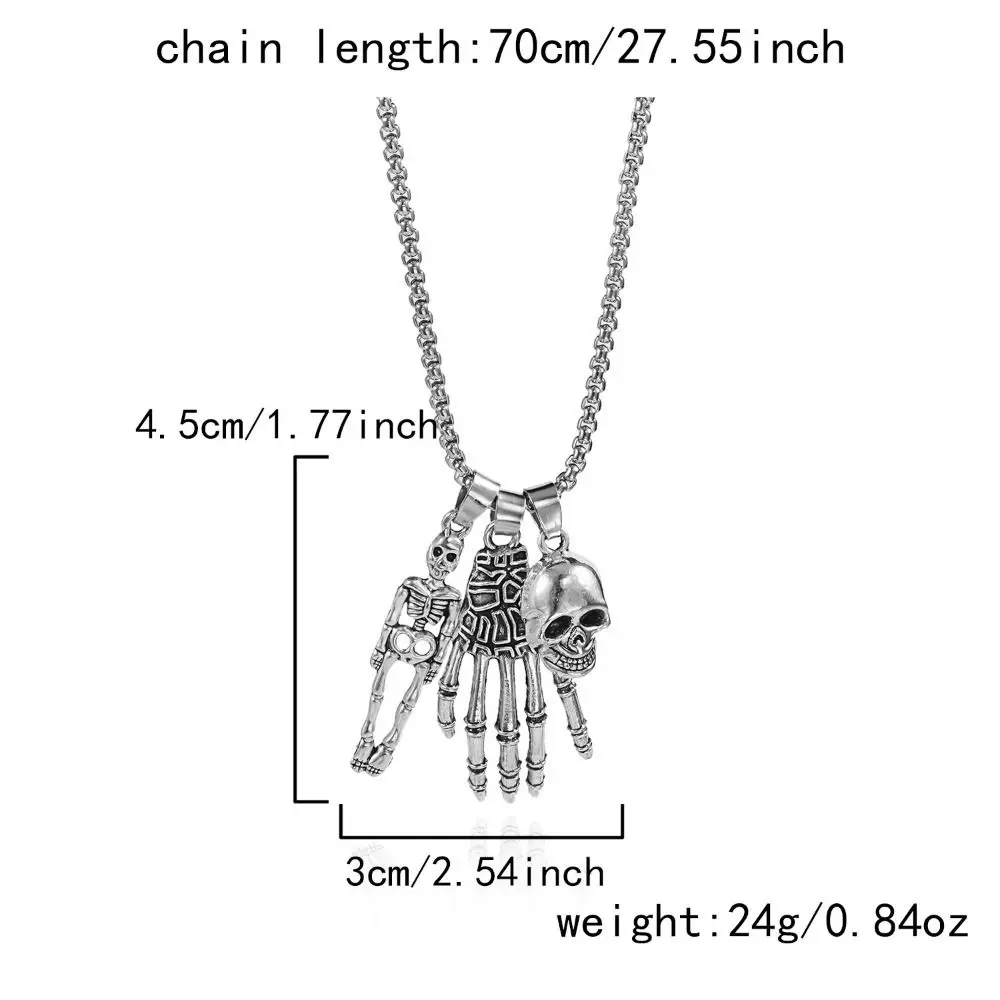 Ожерелье с подвеской в стиле панк, скелет, рука, паук, ожерелье на Хэллоуин, винтажное колье в стиле хип-хоп, готическое колье на ключицу