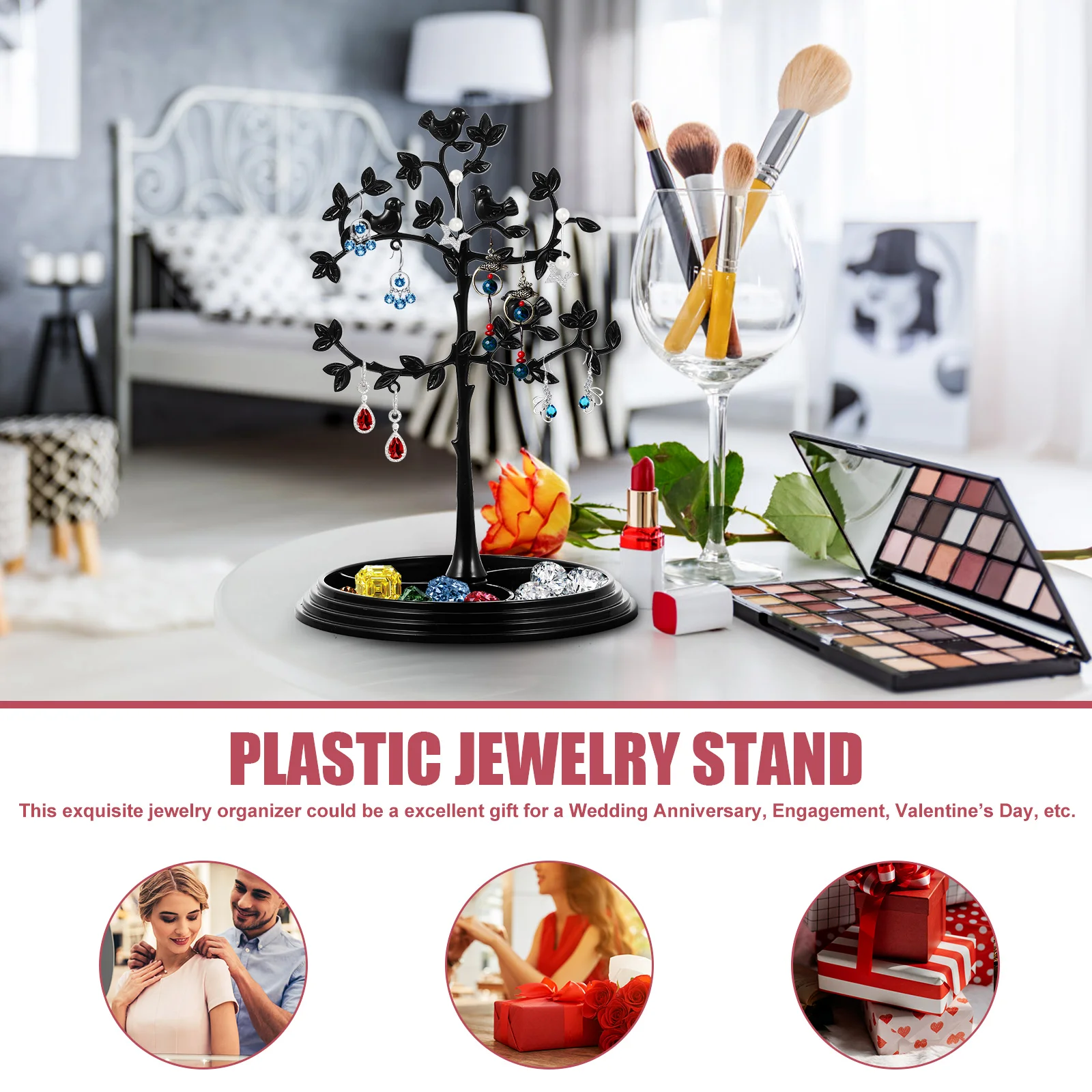 

Plastic Jewelry Tree Holder Necklace Stand Bracelet Display ganizer for Home Vanity Dresser Modern Classic Decor Gifts