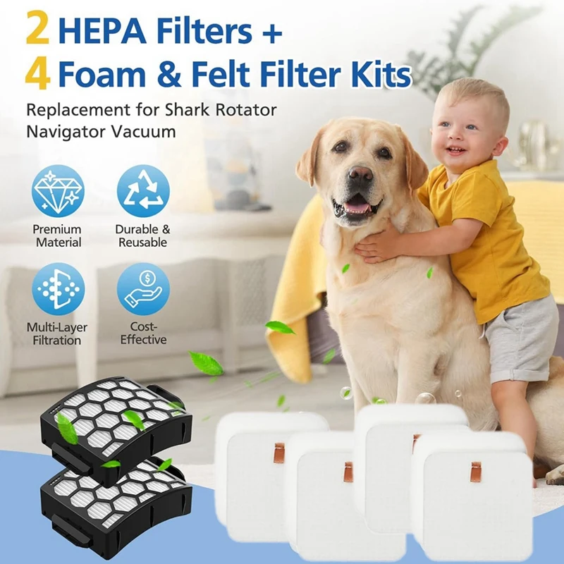 B58B-HEPA مرشحات رغوة ومرشحات اللباد لمرشحات فراغ القرش الدوار الملاح Duoclean LA502، LA322، LA702