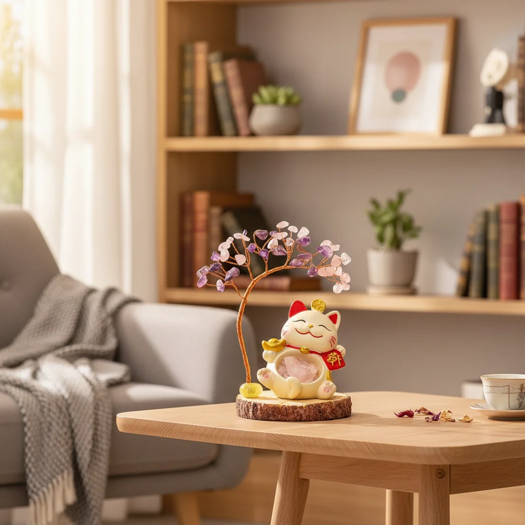 

DIY Ornaments Natural Crystal Crystal Tree Colorful Gravel Fortune Cat Energy Tree Office Desk