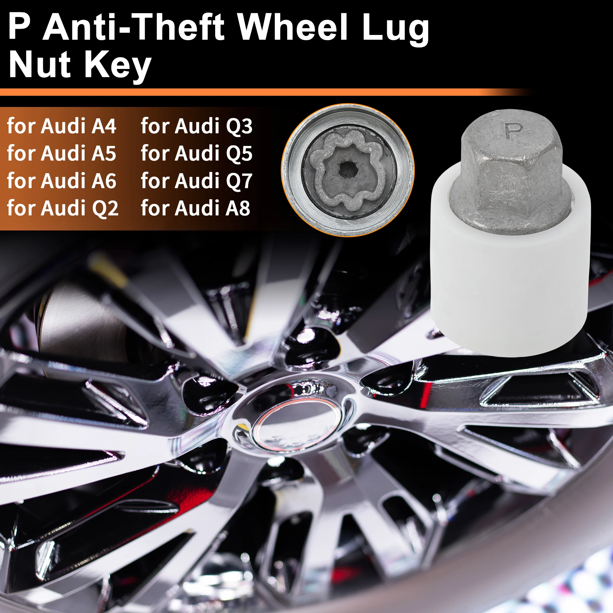 

UXCELL Тип P Стопорная гайка колеса для Audi A4 Противоугонная стопорная гайка колеса Инструмент для снятия гнезда ключа