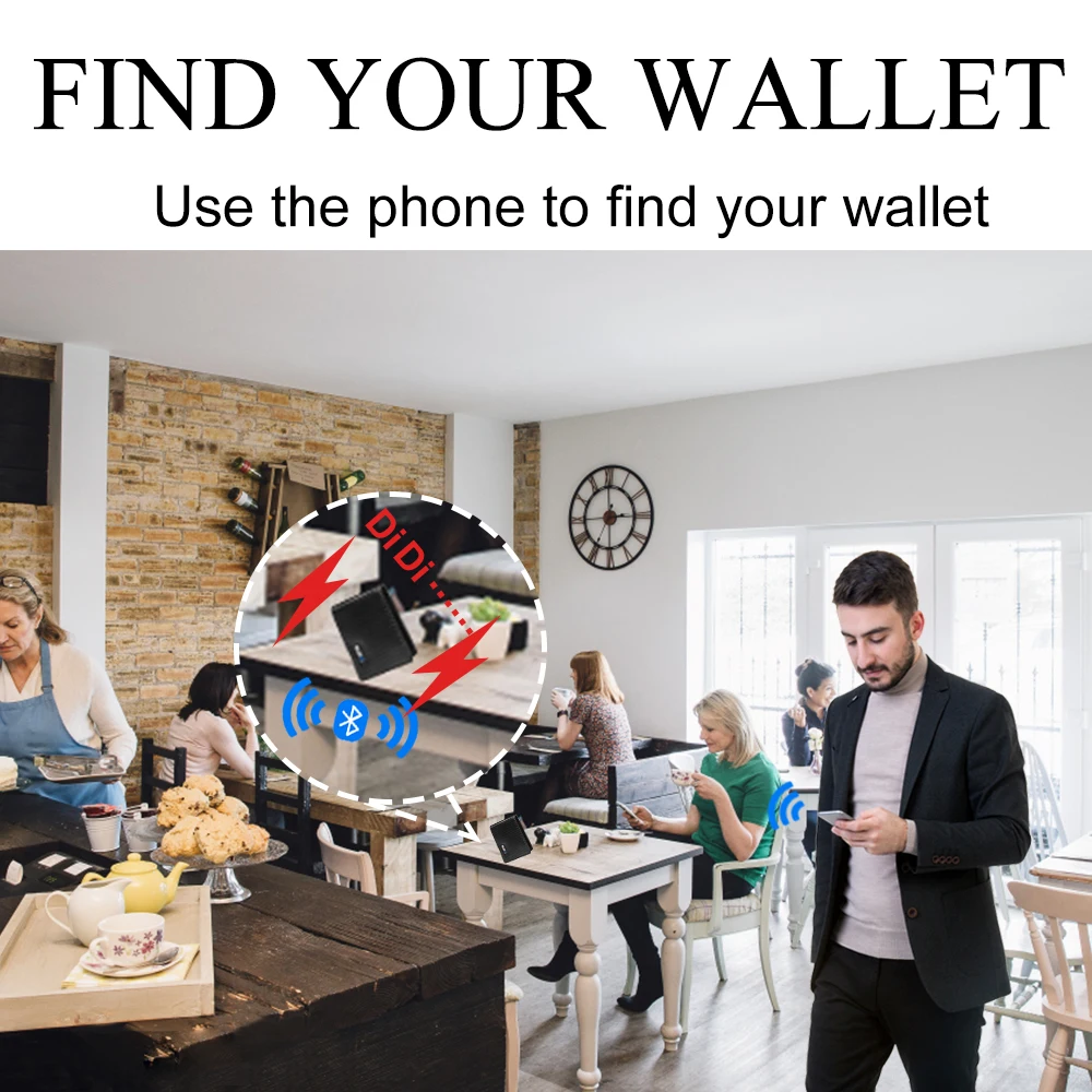 Smart lost wallet tracker leather men's wallet soft bluetooth compatible leather wallet men's luxury men's wallet simple