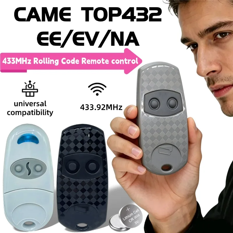 Control Remoto para Puerta de Garaje de Doble Canal con Código Variable, Clonación Cara a Cara, Modelos Came Top432Na, Top432Ee, Top432Ev, Top433.92Mhz