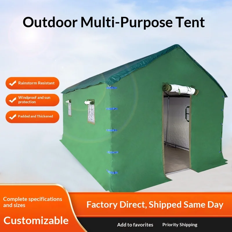 Outdoor Ridge Tent 12 Square Meters Four Seasons Waterproof Oxford Cloth & Cotton Heavy Rain Protection Warm Rescue Tent