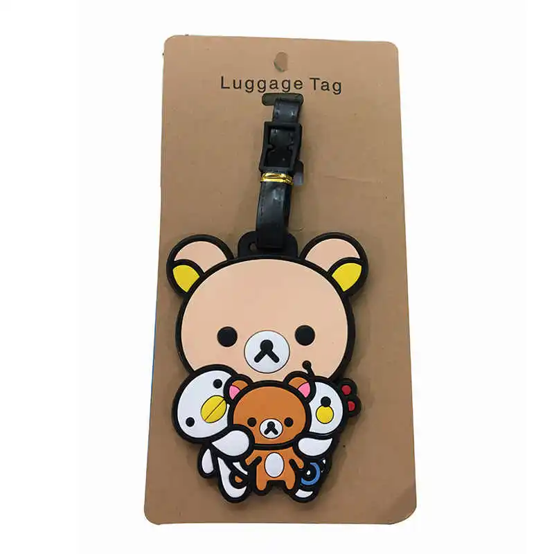 RILAKKUMA-素敵な漫画のベアラゲッジタグ,防水PVCソフトペンダント,アニメギフト,カワイイ,新品