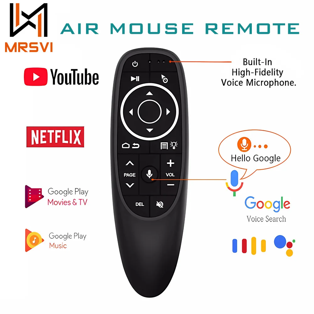 MRSVI G10S PRO  Universal Voice Remote Control 2.4G Wireless,Backlit,IR Learning,Gyroscope Air Mouse Control for Android TV Box
