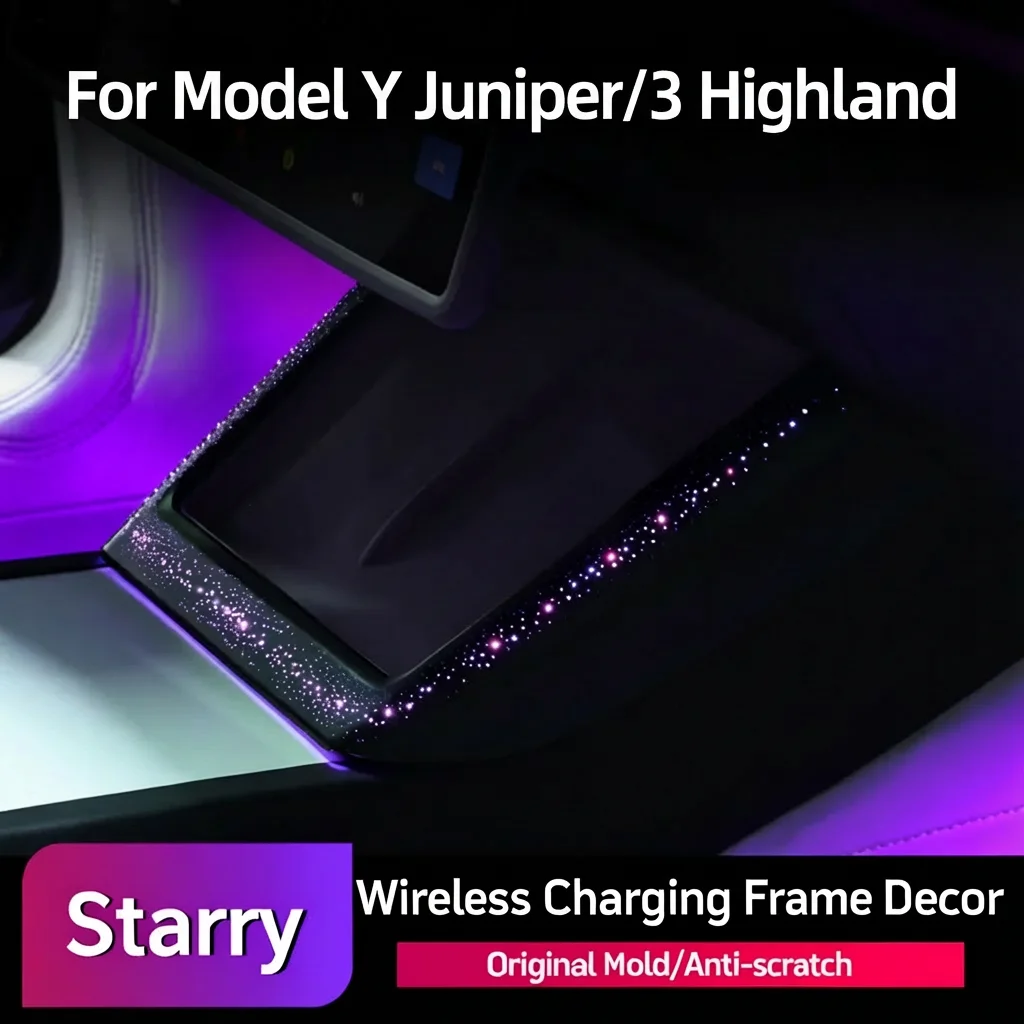 

for Model Y Juniper 3 Highland Ambient Lighting for Wireless Charging Port LED Lights with Starry Galaxy Effect Car Accessories