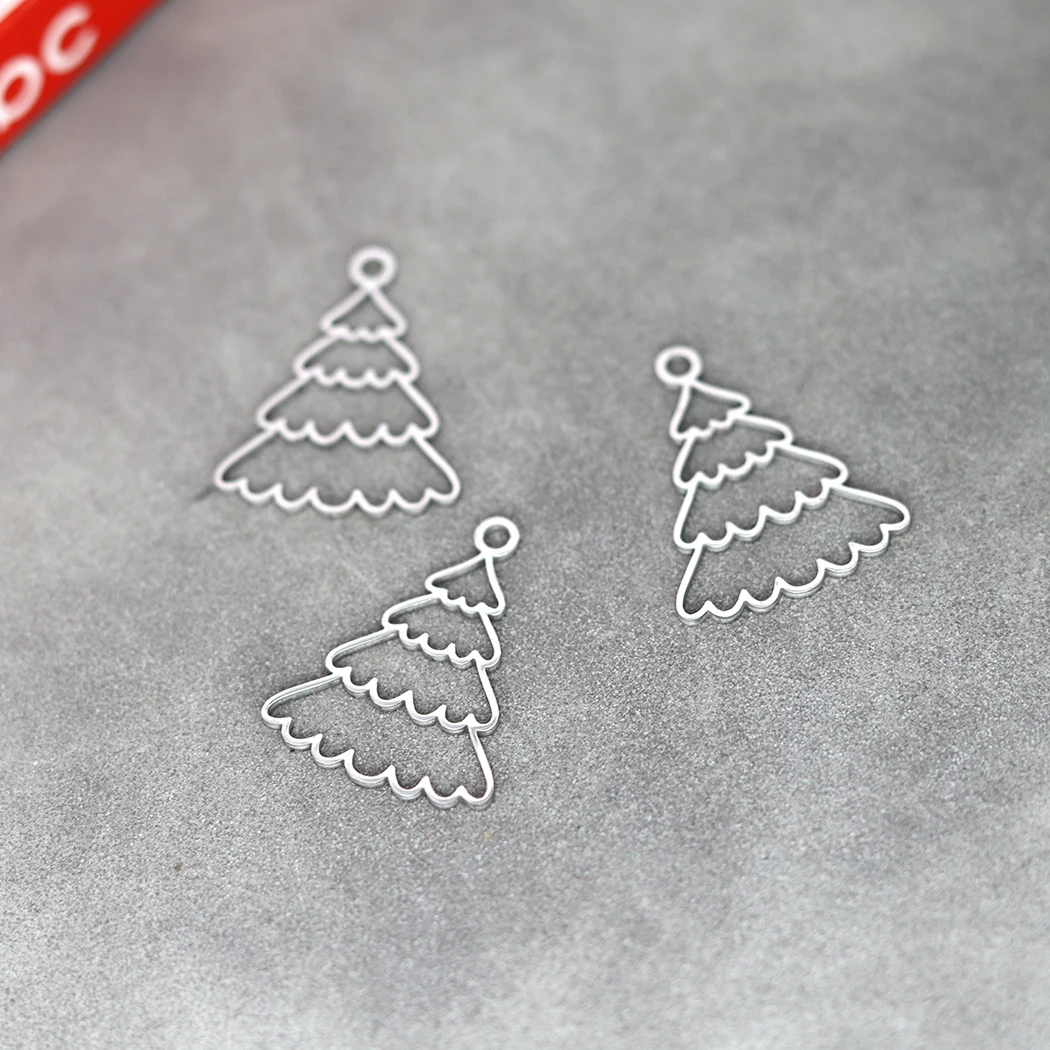 3pcs Minimalist Christmas Tree Stainless Steel Pendant Charms for Jewelry Making DIY Craft Earrings Necklace Women Accessories