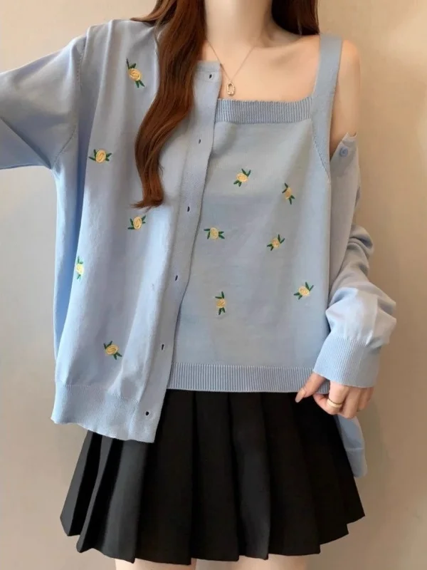 

Комплект из двух предметов: жилет и кардиган на бретелях, размеры 300 Pou, повседневный, для мужчин и женщин, весна-осень, новинка, топ-ансамбль