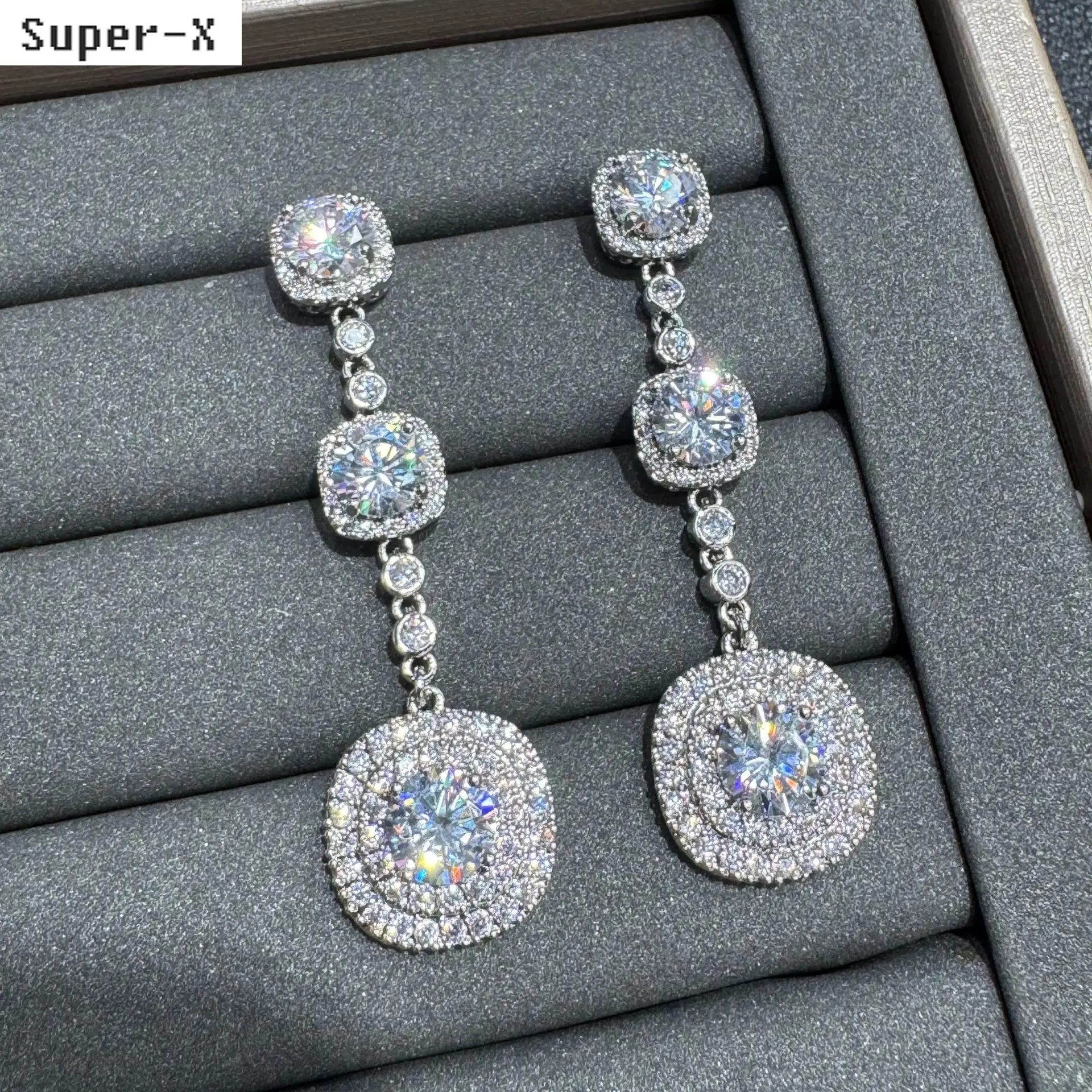 

fashion elegant cubic zirconia earrings for women shiny jewelry silver color red yellow block dangling earrings dinner party