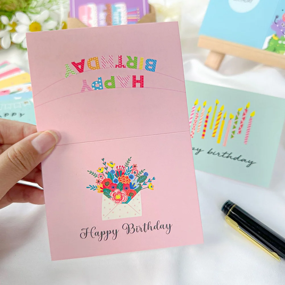 Happy Birthday Card DIY Combination Set with Envelope Handwritten Small Wishes Writing Paper Greeting Cards Blank Gift Bulb