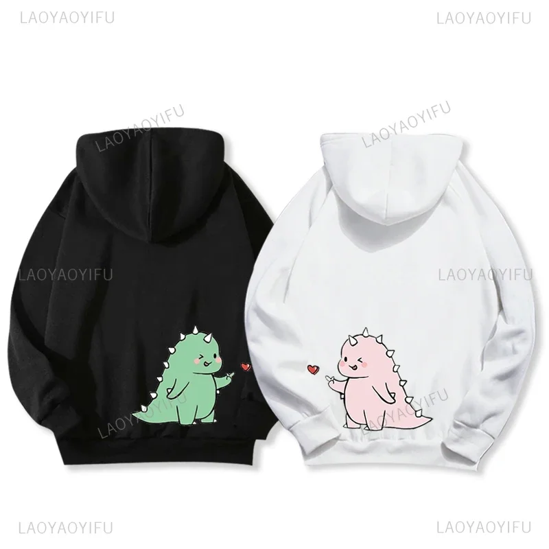 Dinosaur Matching Brands Couple Sweatshirt Mr Mrs Pocket Print Hoody Casual Matching Newlywed Thermal Hoodie Y2k Fashion Hoodies