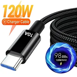 120W10A Kabel USB C do szybkiego ładowania typu C Uniwersalny nylonowy oplot do szybkiego ładowania Podwójna linia danych typu C do iPhone'a z systemem Android