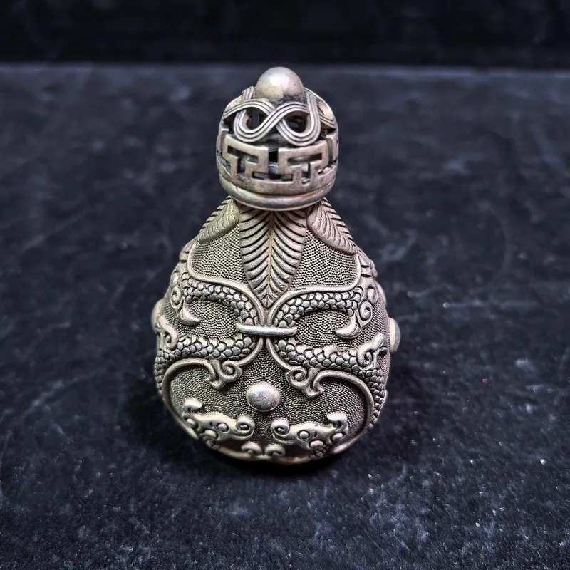 Antique- Copperware, Silver-Plated Double-Snuff Bottle, Vintage Ethnic-Style
