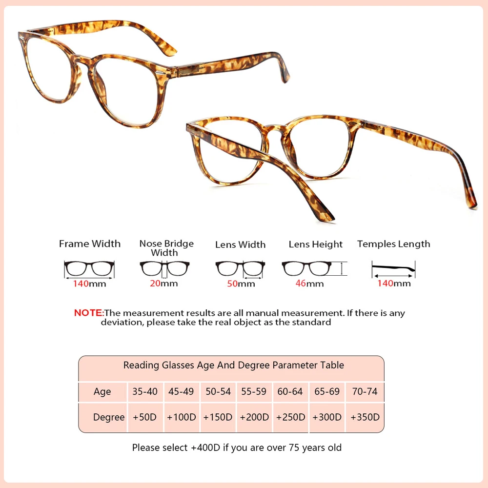 TUREZING Reading Glasses for Women Men Ladies HD Round Prescription Glasses Refractive Lenses Fashionable And Comfortable Office