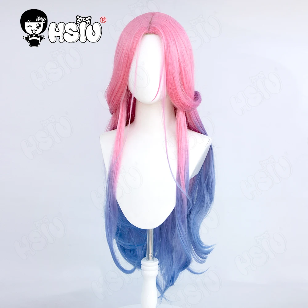 mizi Cosplay Kleding Pruik HSIU Roze gradiënt blauw paars lang haar toneelkostuum Fluwelen Rok Anime buitenaards podium cosplay Kostuum