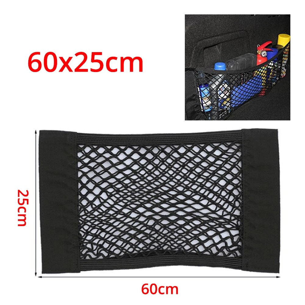 1X Auto Terug Kofferbak Organizer Net Mesh Zetel Elastisch String Magic Sticker Universele Opbergtas Pocket Auto Zet Papier Opbergen