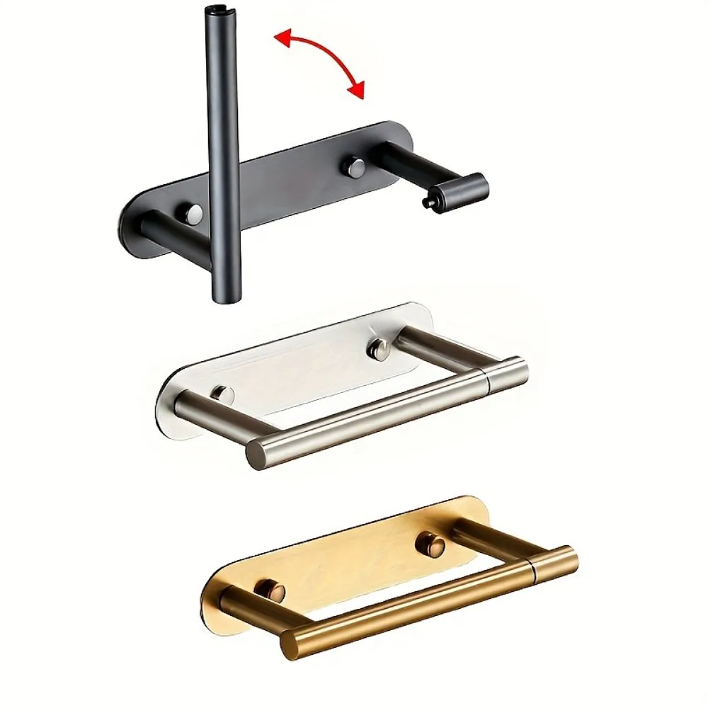 

304 Stainless Steel Self Adhesive Toilet Paper Holder No Punch Rotatable Wall Mount Roll Dispenser with Screw Option