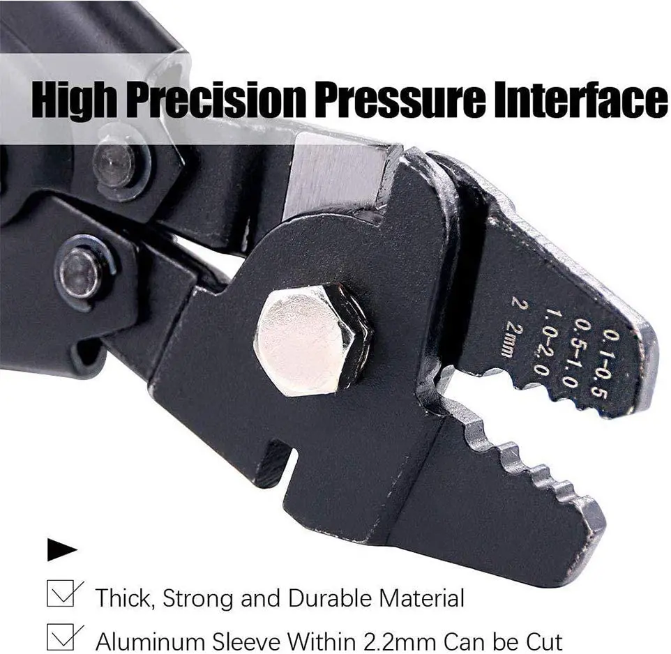 Up To 2.2mm Crimping Plier Wire Rope Swager Crimper Fishing Crimp Tool Aluminum Double Barrel Ferrule Crimping Loop Sleeve Kit