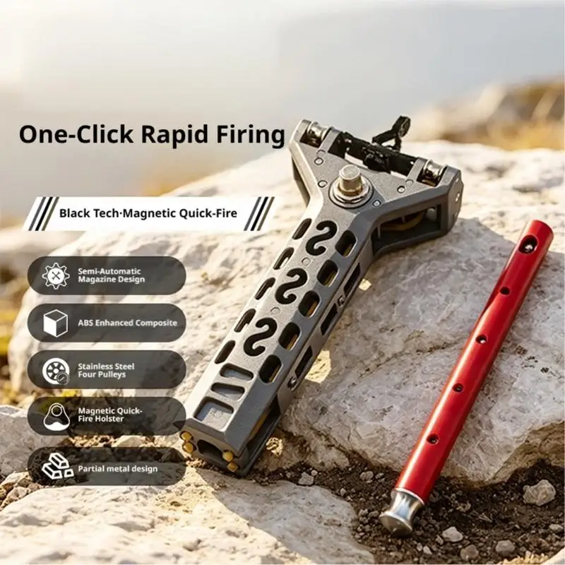 Yard Practice Slings Shot Equipment with Loading Action, Open-Cut Grip Body, Band Replacement Design and Carry-Ready Use for